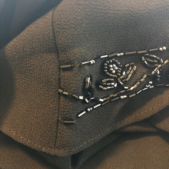 Vintage R & M Richards Black Sheath Beaded Sleeveless Dress Size 8 - Picture 7 of 8